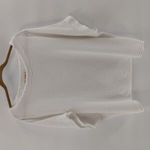 BEFORE YOU Gauze Top Size Medium Oversized White Raw Neckline